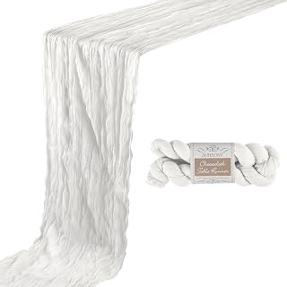 1 Pack 10ft Ivory Cheesecloth Table Runner 35x120 Inch Boho Gauze Table Runner for Birthday Party Wedding Decoration Baby Shower Christmas Decor Special Events