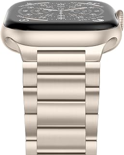 Anlinser Compatible with Apple Watch Band 42mm 41mm 40mm 38mm, Stainless Steel Business Bands for iWatch SE Series 11 10 9 8 7 6-1 (Starlight)
