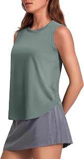 PINSPARK Workout Tank Tops Woman UPF 50+ Side Slits Athletic Yoga Shirts
