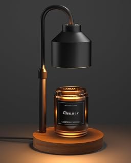 Electric Candle Warmer Lamp Black, Candle Lamp with Timer, Wax Warmer Lamp for Jar Candles, Adjustable Height Candle Light Warmer with 2 Bulbs