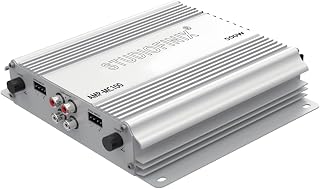 STUDIOFINIX 4-Channel Marine Amplifier, 500W Peak Class AB Audio Amp, IP-01 Waterproof Marine Grade, Dual RCA & High-Level Inputs, Dual MOSFET Power Supply for Boats, ATVs, RVs, Motorcycles（White）