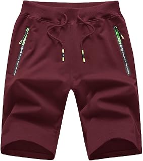 JustSun Men's Sports Shorts with Zip Pockets