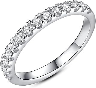 IMOLOVE 0.3ct Moissanite Wedding Band for Women D-Color VVS1 Lab Created Diamond Solitaire Engagement Ring in Sterling Silver