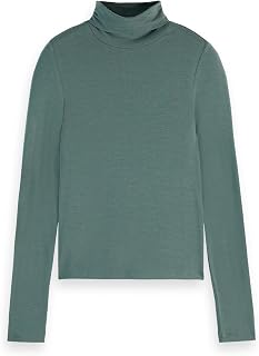 Scotch & Soda Women's T-Shirt Roll Up Neck LS T-Shirt