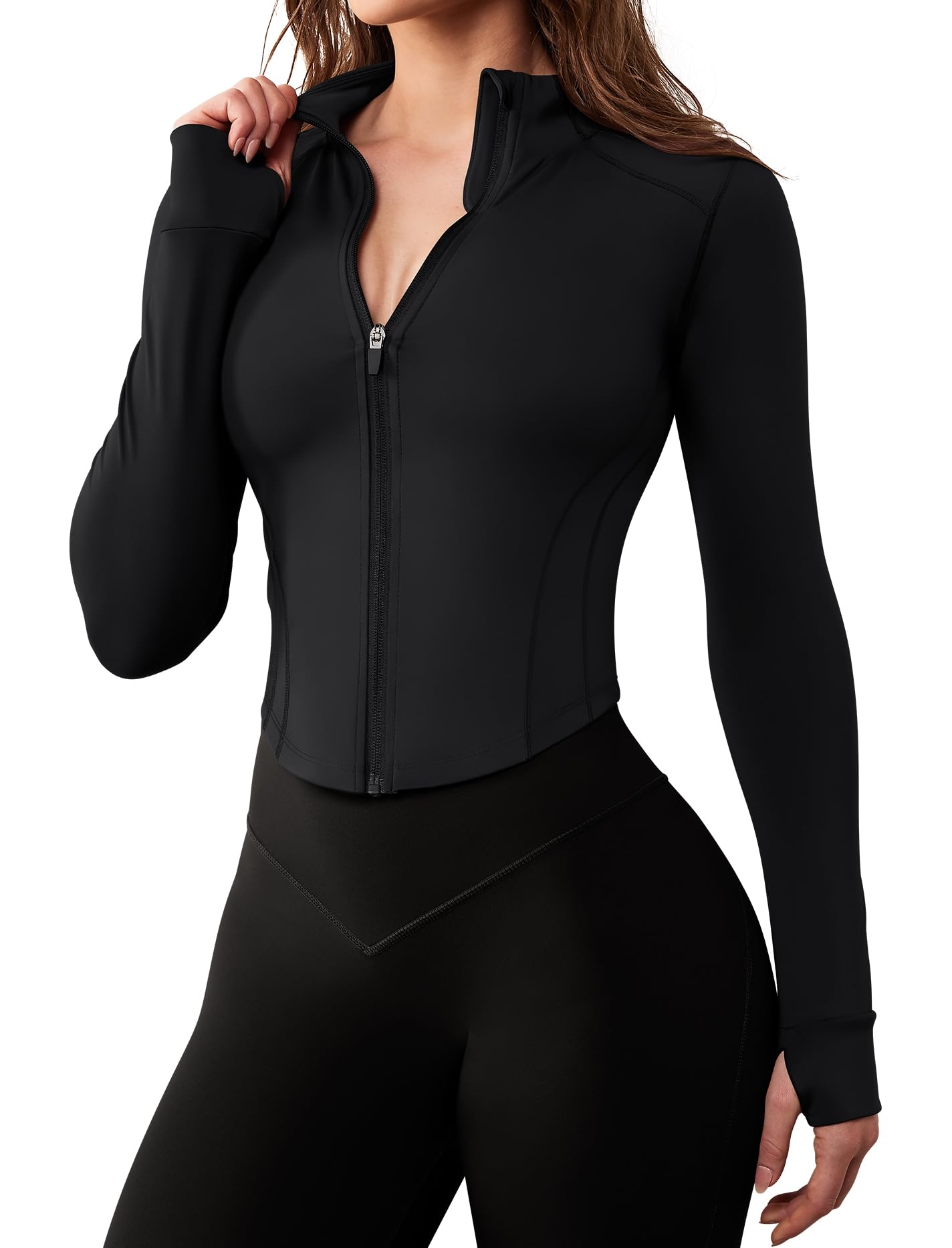 AVGO Workout Jacket for Women Zip Up Cropped Running Athletic Yoga Gym Tops | Th