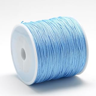 109 Yards 0.8mm Nylon Beading Cord Chinese Knotting Cords Braided Rattail Macrame String Beading Thread for Friendship Bracelets Jewelry Making Crafts Supplies Light Sky Blue