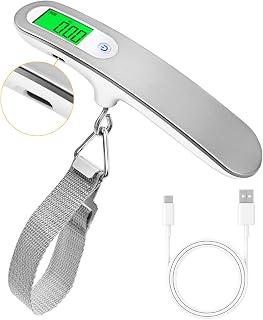 Digital Luggage Scale with Strap & Type-C Port - Rechargeable, Portable, High-Precision, and Ideal for Backpacks, Suitcases, and Carry-Ons - Up to 110lb/50kg Capacity -Strap