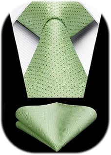 HISDERN Men's Elegant Polka Dot Tie and Handkerchief for Weddings Business Tie Set