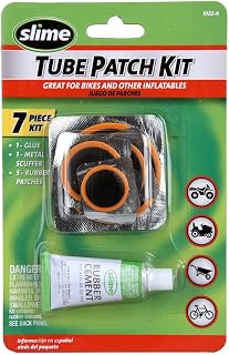 Slime 1022-A Tube Rubber Patch Kit, for Bikes and Other Inflatables, Contains, 5 Patches, Scuffer and Glue