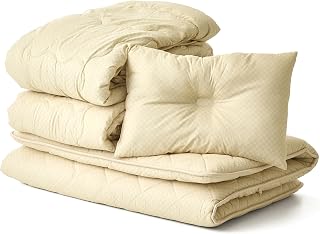 Showa Nishikawa PLAID2 Comforter Set, Comforter, Lightweight Comforter, Futon, Pillow, 365 Day Use, 4-Piece Set, Single, New Life, Checkered Pattern, Beige