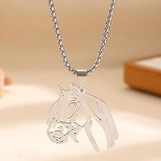 Horse Head Pendant Necklace for Women Men Stainless Steel Animal Chain Necklace Gift Jewelry Color Masculino