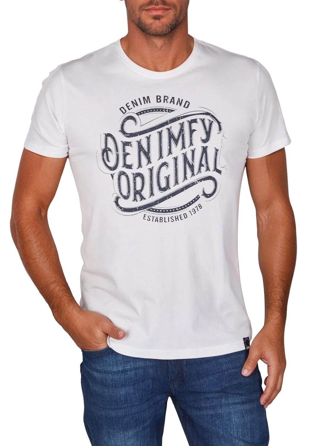 DENIMFY T-Shirt Men's Cotton Regular Fit DFNuri Crew Neck Short Sleeve Summer Te