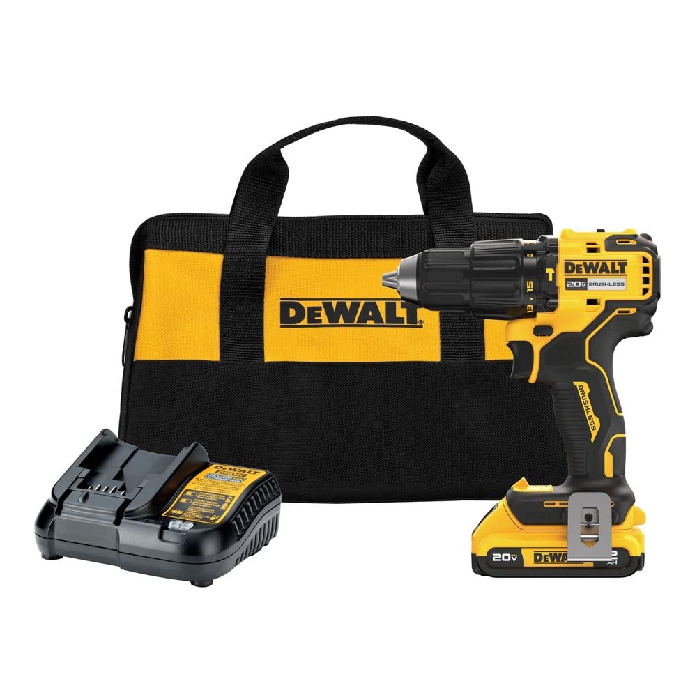 DEWALT 20V MAX Compact Hammer Drill/Driver Kit, Brushless 1/2 in. Ratcheting Chu