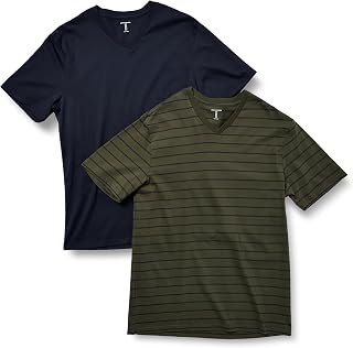 [Amazon Essentials] 2枚組 Tシャツ Vネック 半袖 メンズ