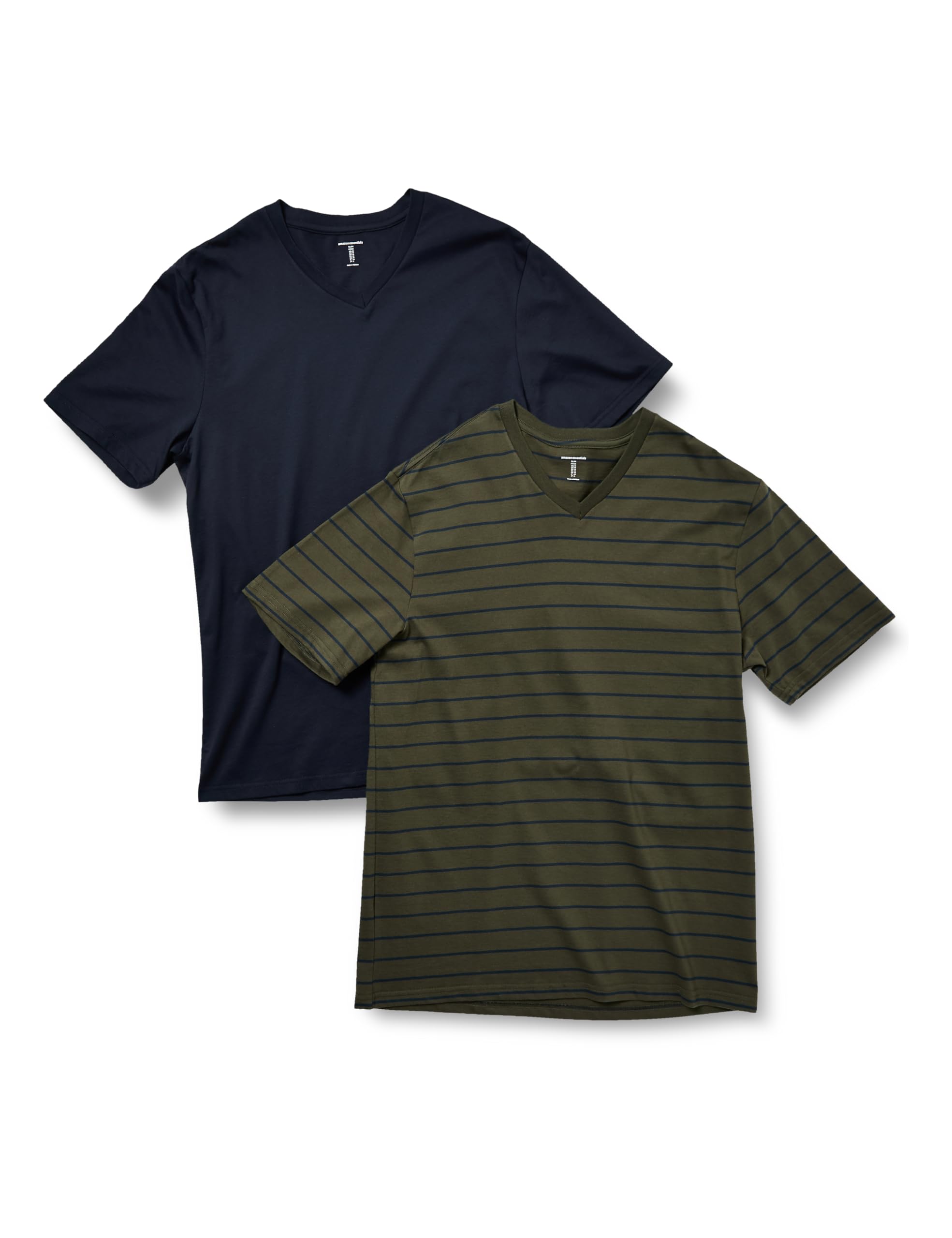 [Amazon Essentials] 2枚組 Tシャツ Vネック 半袖 メンズ