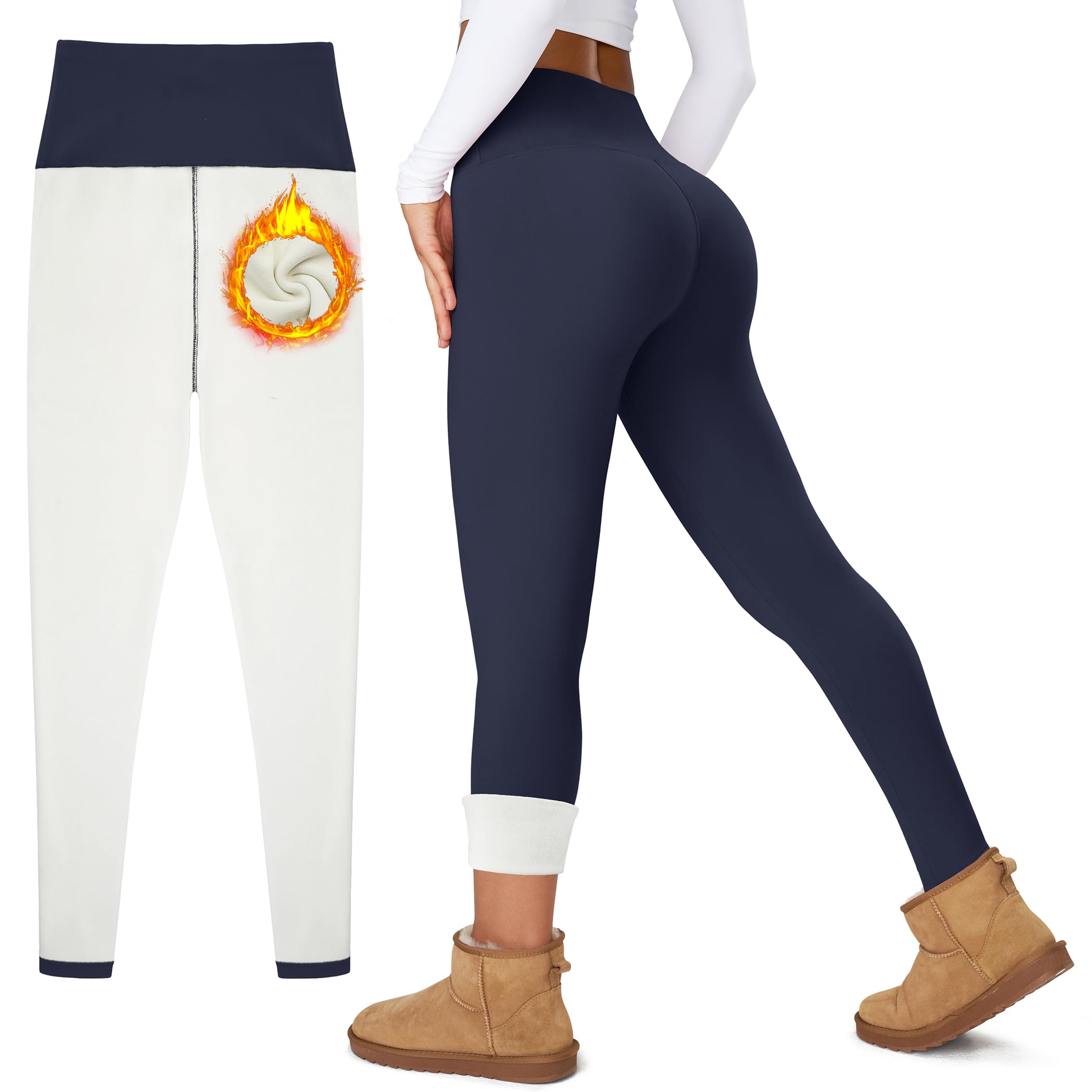 Women's Thick Fleece Lined Leggings High Waisted Tummy Control Thermal Warm Soft