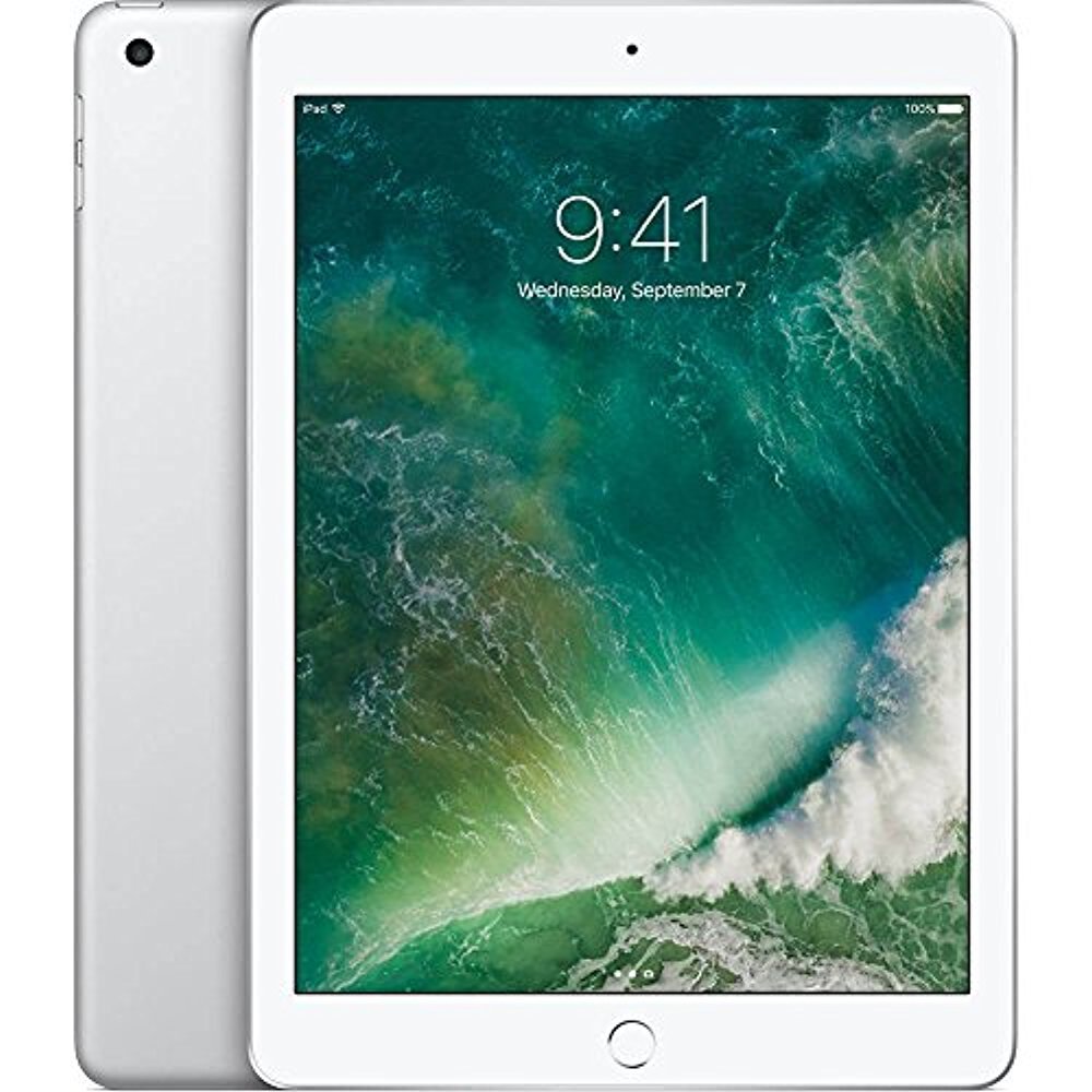 Apple iPad with WiFi, 128GB, Silver (2017 Model) (Renewed)