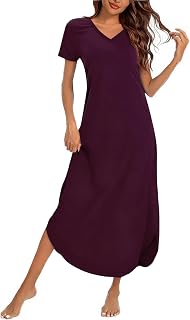 Marvmys Women's Nightgowns Plus Size Summer Nightgown Agodon Short Sleeve Pyjamas with Pockets L-4XL