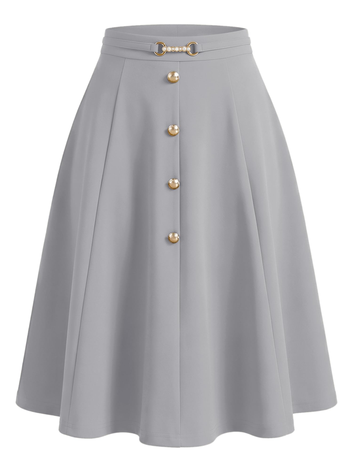 Allegra K A-Line Midi Pleated Skirt for Women's Vintage Work High Waist Flare Bu