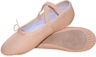 Ballet Dance Shoes - Full Flat Leather Sole Dancing Shoe Yoga Gymnastic Slippers for Girls - Kids Women & Adults