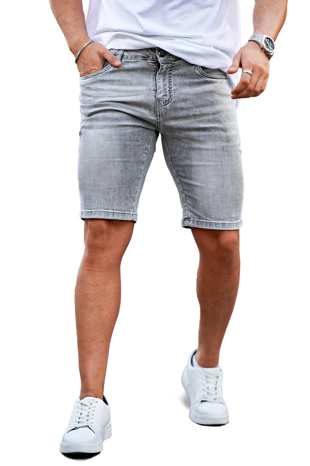 GINGTTO Mens Jean Shorts Denim Stretch Skinny Jorts