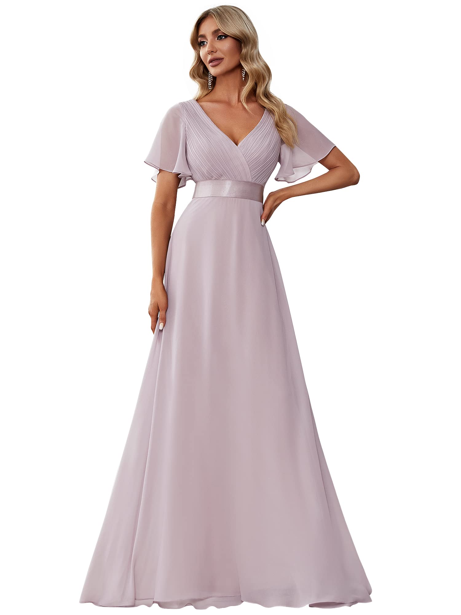 Ever-Pretty A-line V-Neck Short Sleeve Chiffon Empire Cut Women's Party