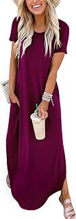 ANRABESS Womens Summer Maxi Dress Short Sleeve Casual Sundress with Pockets