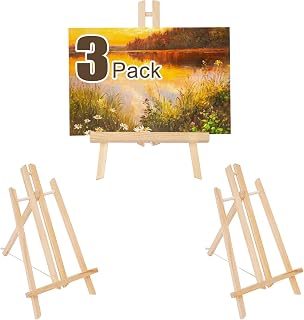 3PCS Small Wooden Easel, Adjustable Tabletop Art Display Easel Stand for Displaying Canvas Paintings