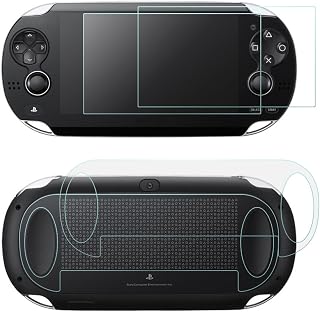 Screen Protectors Compatible Sony PlayStation Vita 1000 & Back Covers, AFUNTA 2 Pack (4 Pcs) Tempered Glass for Front Screen & HD Clear PET Film Compatible the Back PS Vita PSV PCH-1000 Film Accessory