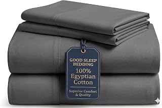 GoodSleep Company 1000 Thread Count Egyptian Cotton 4 Piece Sheet Set Queen Size Dark Grey