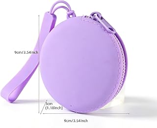 Purple Mini Silicone Coin Purse Round Earphone Case Portable Data Cable Storage Bag Waterproof Key Holder Organizer (Pack of 1)
