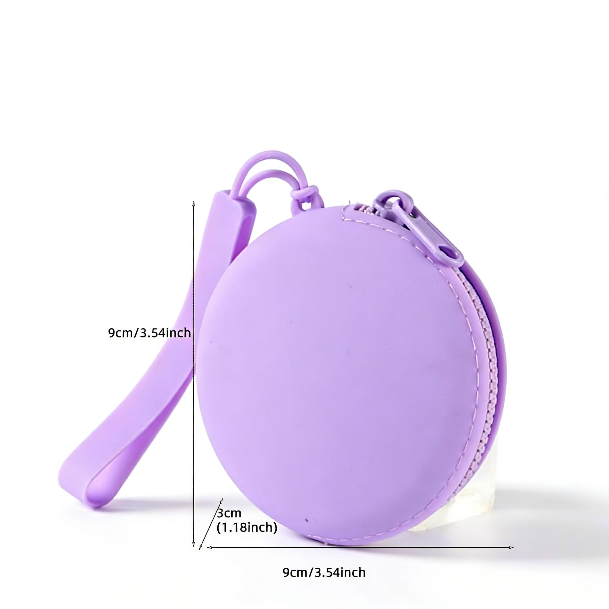 Purple Mini Silicone Coin Purse Round Earphone Case Portable Data Cable Storage 
