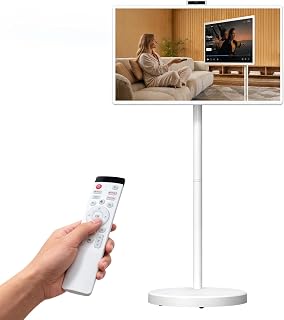VLH 32" Smart Portable TV on Wheels,1080P Touchscreen Rolling TV Built-in 38,400 Battery, Android 15 OS, 8+128GB, Voice/Airmouse Remote Control, Television on Wheels with Camera