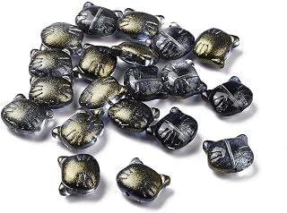 20pcs Cat Glass Beads Perforated Top Mini Cat Animals Loose Spacer Beads for DIY Bracelet Earrings Jewelry Making Supplies, 12.5 x