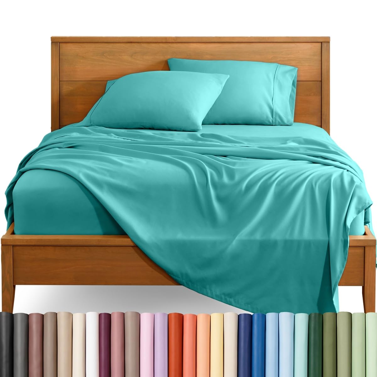 Bare Home Full XL Sheet Set - 1800 Ultra-Soft (Full XL, Turquoise)