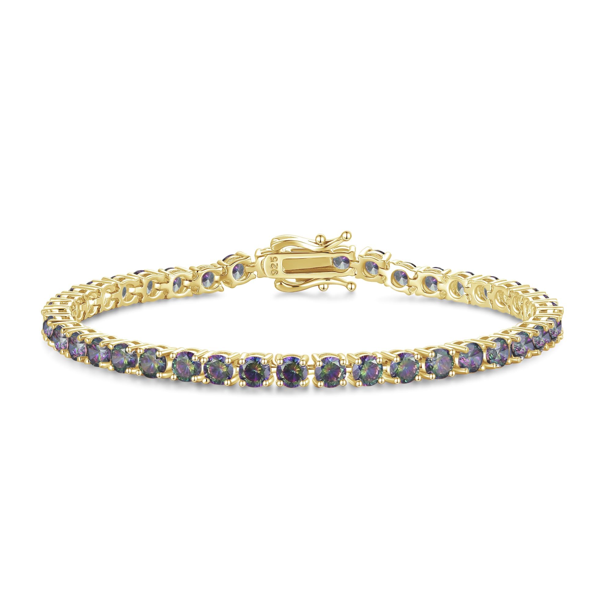 FANCIME Sterling Silver Classic Round Birthstone Tennis Bracelet for Women