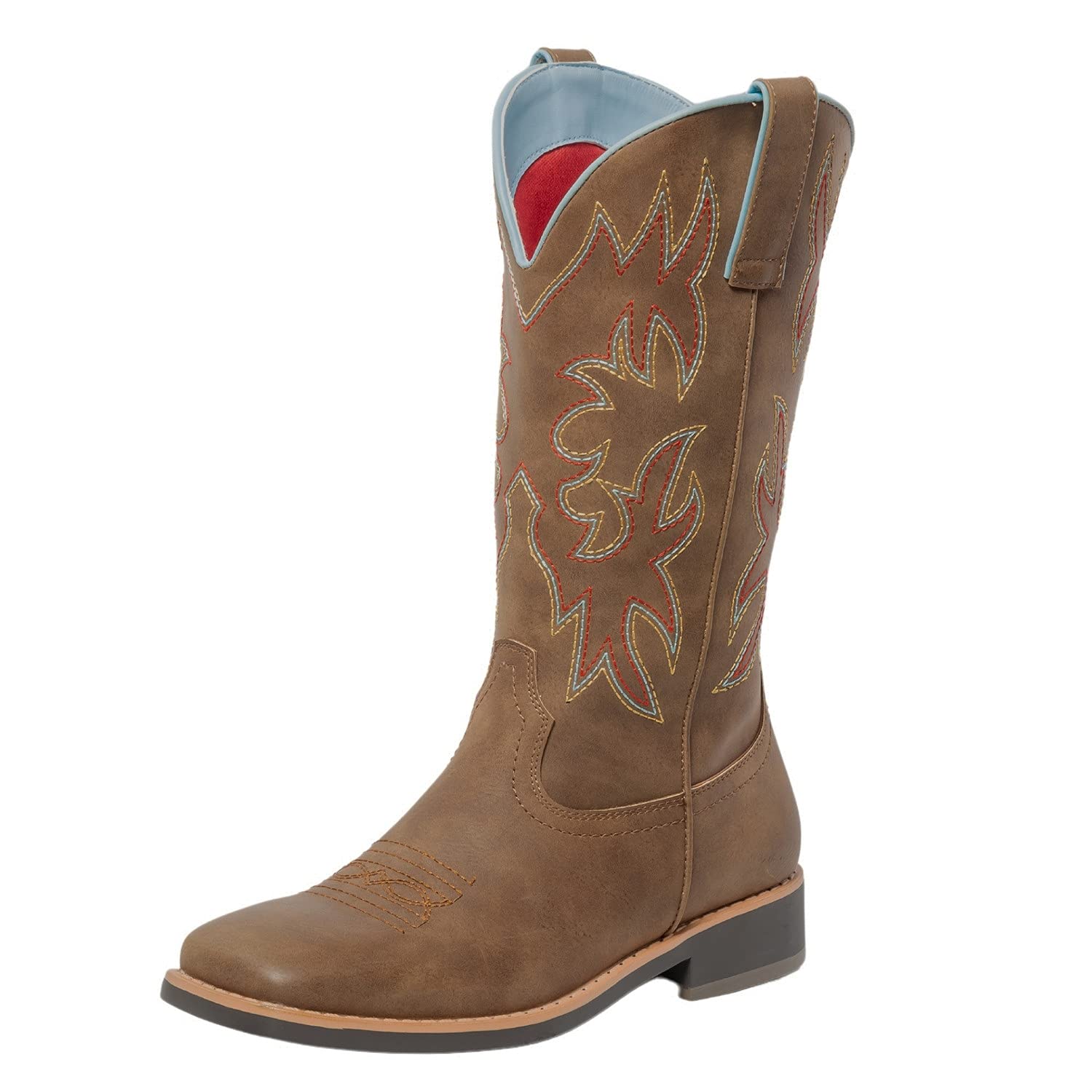 SheSole Ladies Mid Calf Western Square Toe Cowboy Boots for Women Embroidered Br