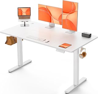 ErGear Electric Standing Desk 120 x 60cm 4 Memory with Splice Board | 72–118cm Lift, 2 Hooks, 80kg Load, Cable management, Smart Pannel, Quiet Motor, Easy Assembly