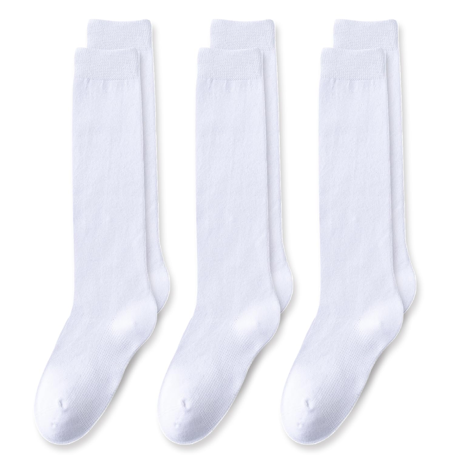 EPEIUS Girls Knee High Socks, Seamless Cotton School Uniform Socks 3-5 Pack