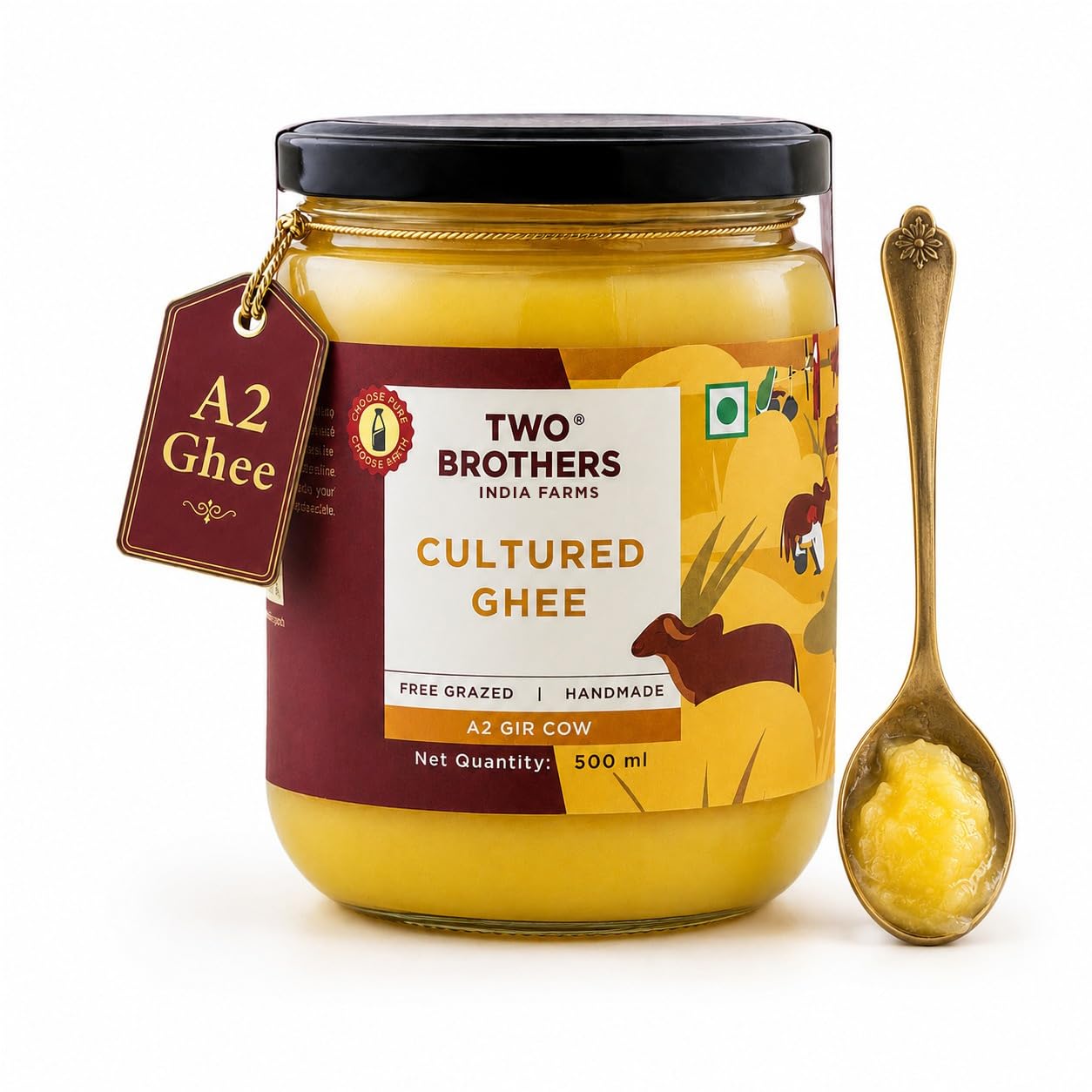 A2 Ghee Butter Grass Fed | Gut Friendly | High Smoking Point | Non GMO | Omega 3