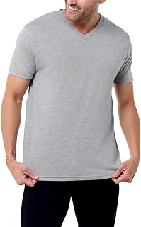 Men's V-Neck T-Shirt Fitted Short Sleeve Soft Cotton Vneck Tees S-2XL