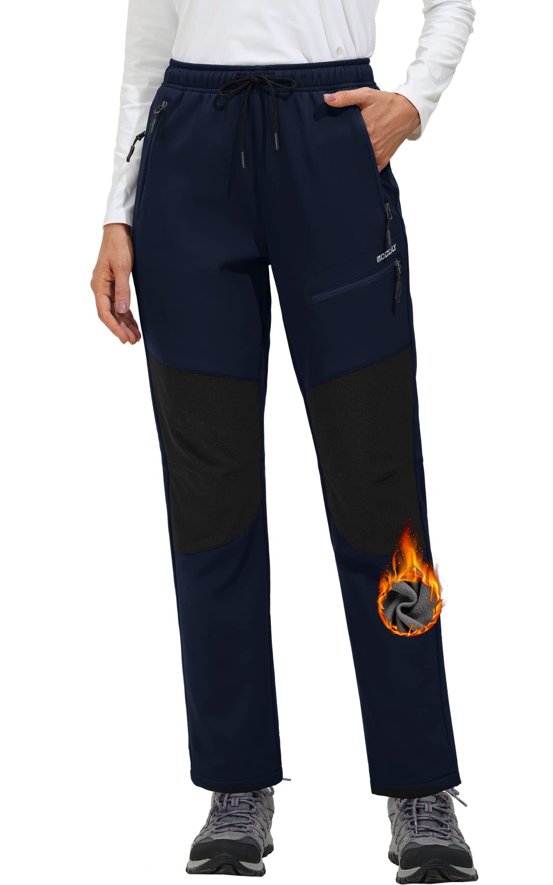 MOCOLY Damen Trekkinghose Thermo Skihose Winter Fleece Gefütterte Softshell Wand
