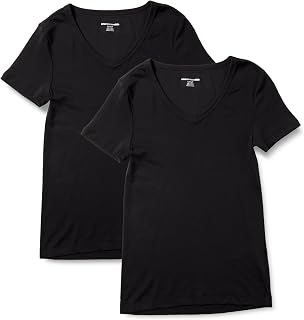 Amazon Essentials Women's Slim Fit Short Sleeve V-Neck Tee