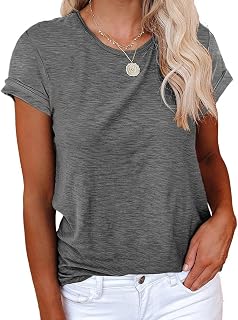 Cicy Bell Women's T-Shirt Blouses and Shirts Crew Neck Cotton Summer Casual Loose Women's T-Shirt