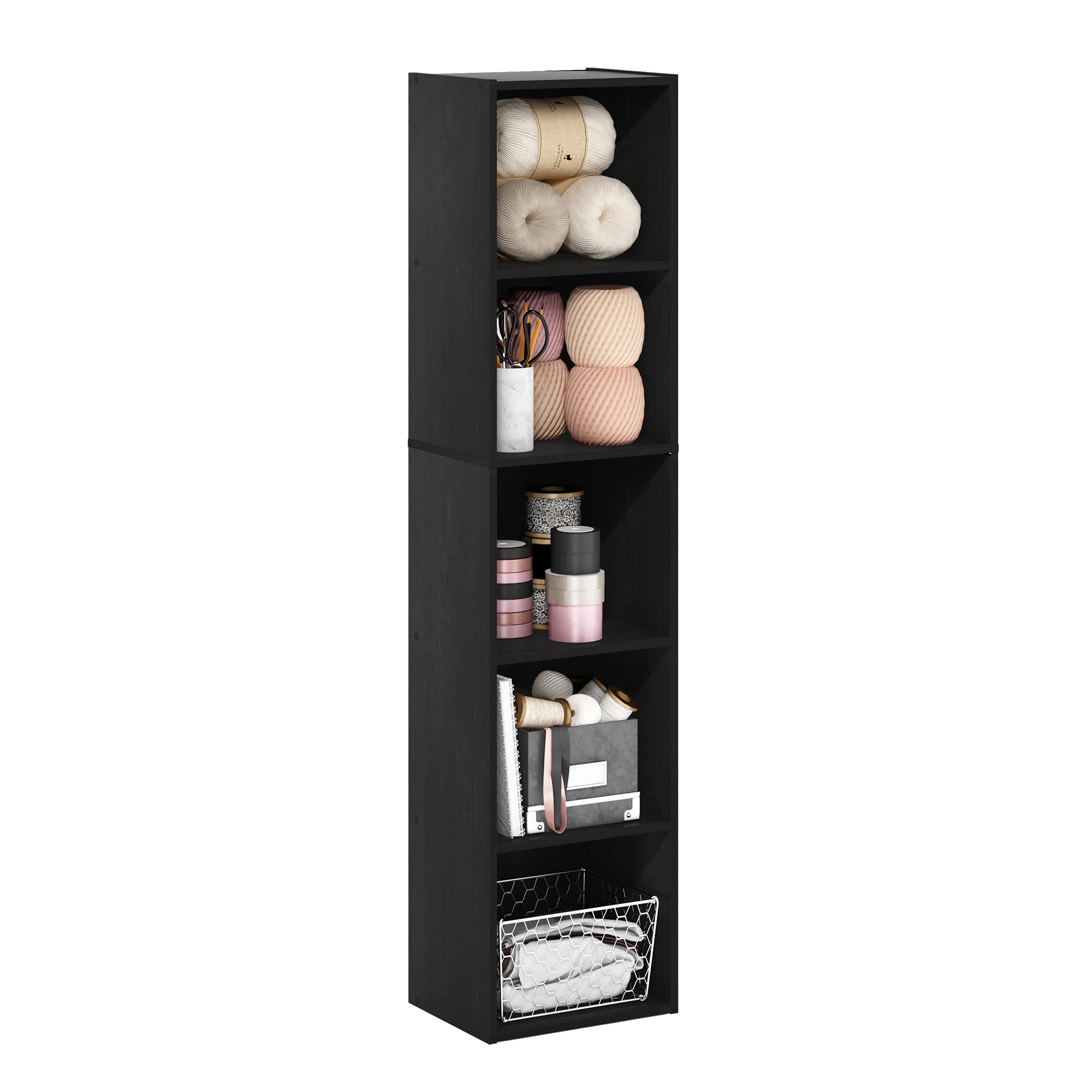 Furinno PASIR 5-Tier Open Shelves Bookcase, Blackwood