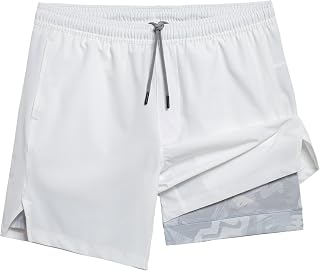 maamgic Mens Gym Shorts 7 Crotch Stretch Lining 2 in 1 Workout Shorts Men Quick Dry Athletic Running Shorts
