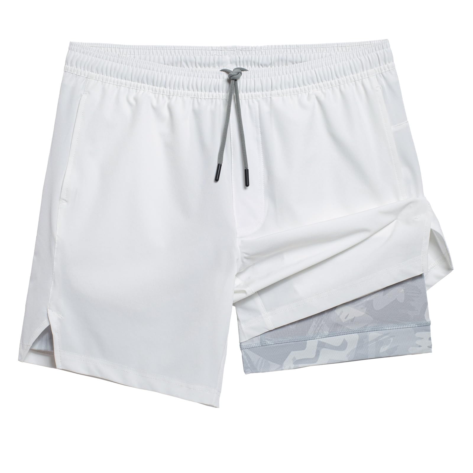maamgic Mens Gym Shorts 7 Crotch Stretch Lining 2 in 1 Workout Shorts Men Quick 