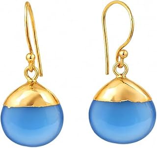 Gempires Natural Gemstone Teardrop Dangle Earrings for Women | Brownish Golden Crystal Jewellery | Gold Plated Hypoallergenic Handmade Earrings Gift