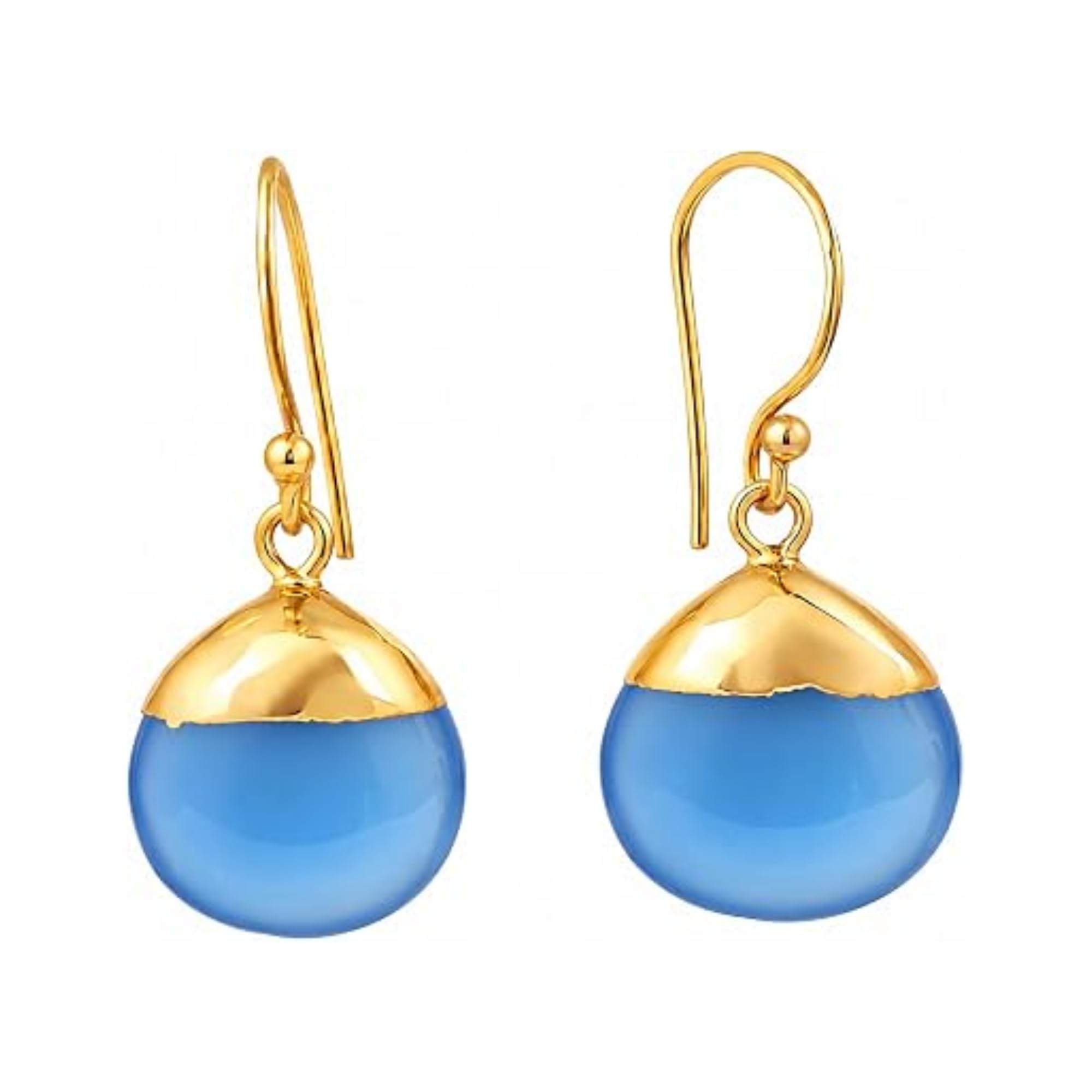 Gempires Natural Gemstone Teardrop Dangle Earrings for Women | Brownish Golden C