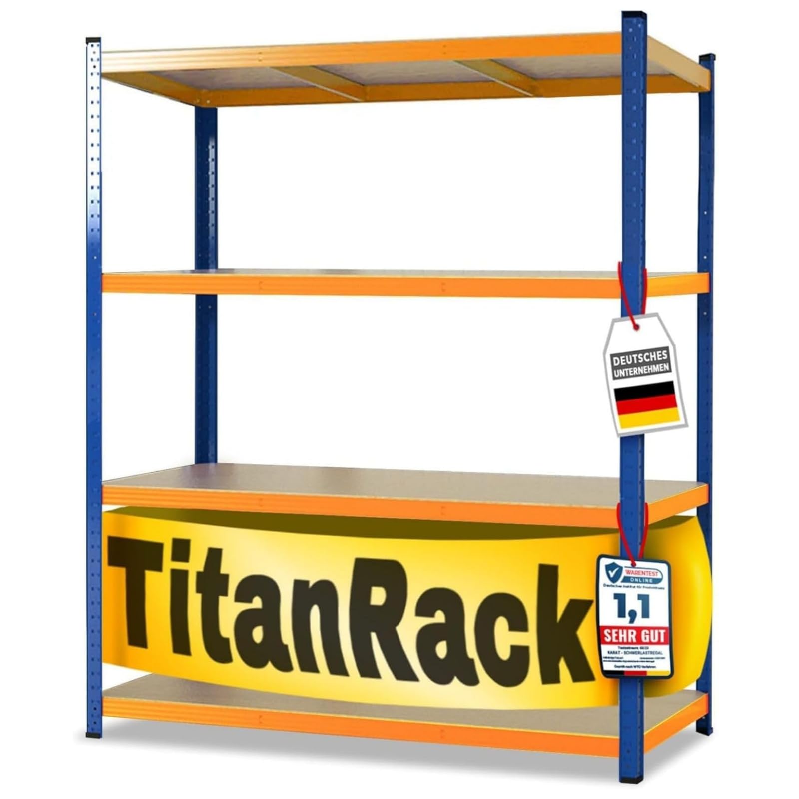 KARAT Heavy Duty Shelving Unit, 160 x 150 x 80 cm, Blue/Orange